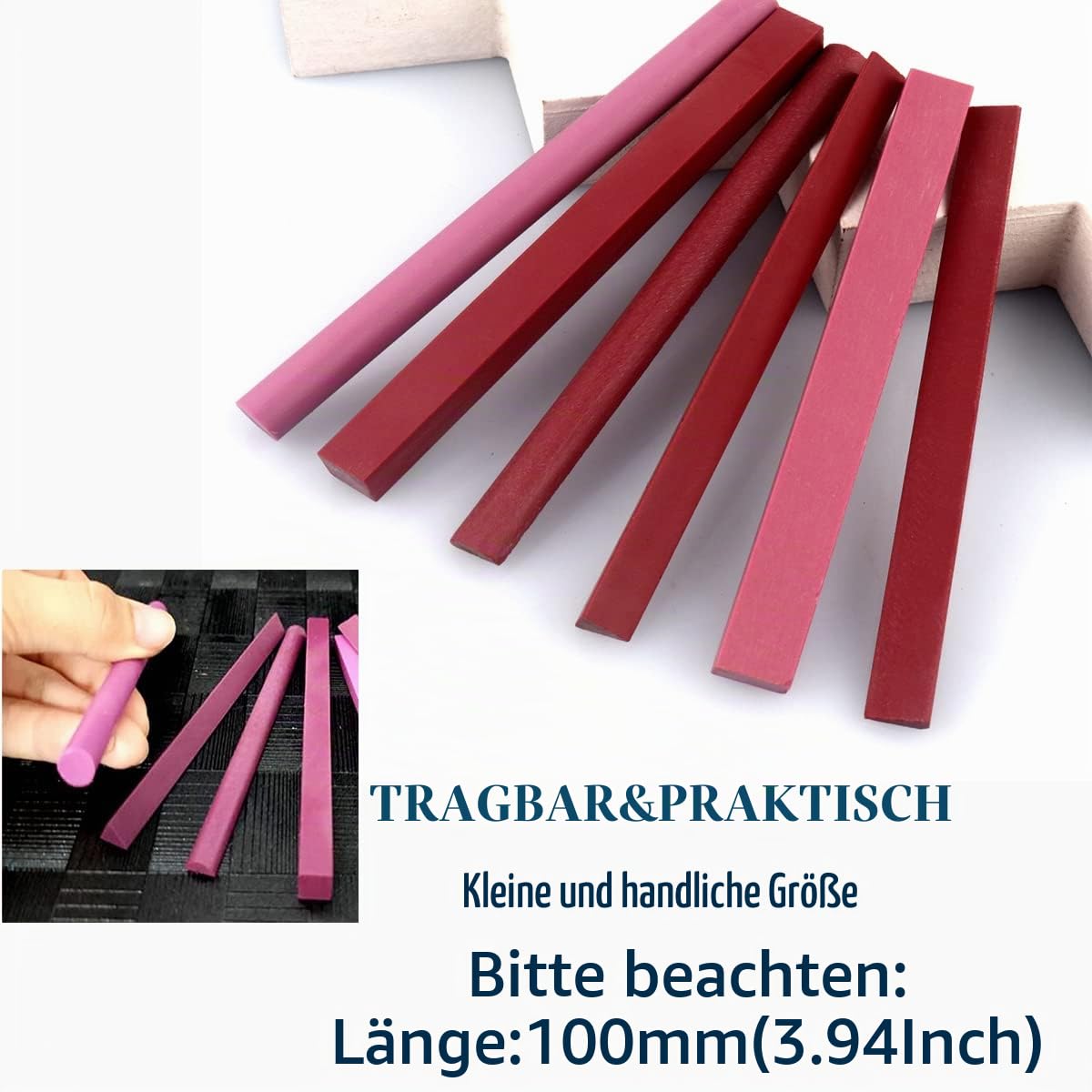 Schärfstein Set, 6pcs 3000# Rubin Wetzstein-Set Kleiner feiner Wetzstein zum Schärfen von Meißel, Messer und Klingenwerkzeugen, verschiedene Formen [Länge:100mm(3.94Inch)]