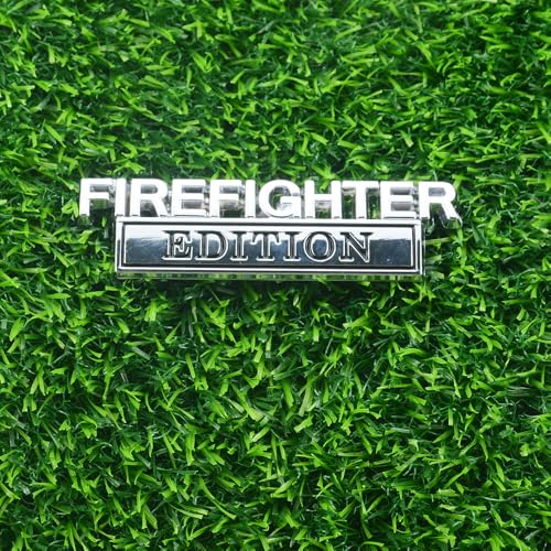Image of 2pcs Firefighter Edition Emblem 3D Metal Decal Car Logo Badge Fit for Pickup Truck Car Truck Motorcycle 150 250 350 (Silver Black)