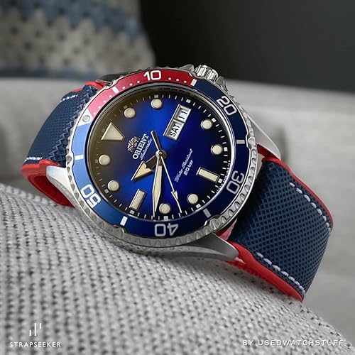 Miniatura 9 de Theo - Correa de reloj híbrida de nailon y goma FKM de alto rendimiento, correas de reloj de repuesto impermeables de calidad, correas de reloj para