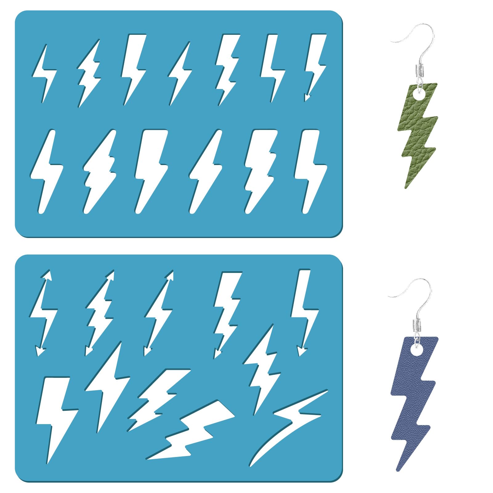 GORGECRAFT 2 Styles Lightning Bolt Stencil Jewelry Shape Template Reusable Thunderbolt Leather Earring Templates Weather Design Stencils for Bracelets Earrings Crafts Making Painting 3.5 x 5.1 — image 1