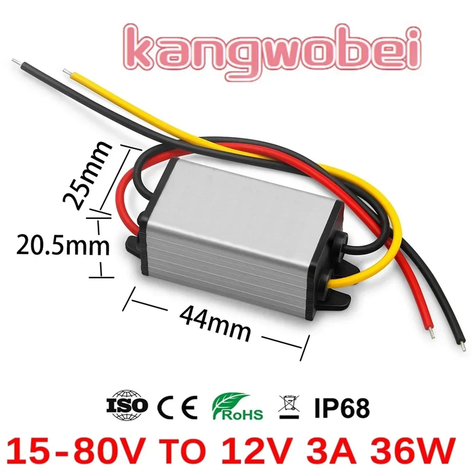 Convertidor reductor CC de 15-80 voltios a 12, 36W, 24V, 36V, 48V, 60V a 12V, 1A, 2A, 3A, regulador fuente alimentación(12V 2A)
