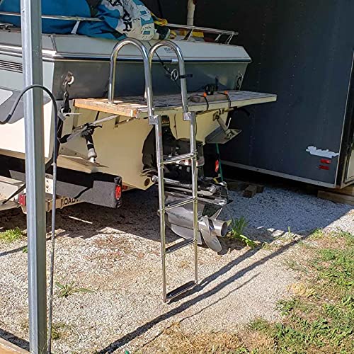 Escalera plegable telescópica para bote con barandales miniatura 3