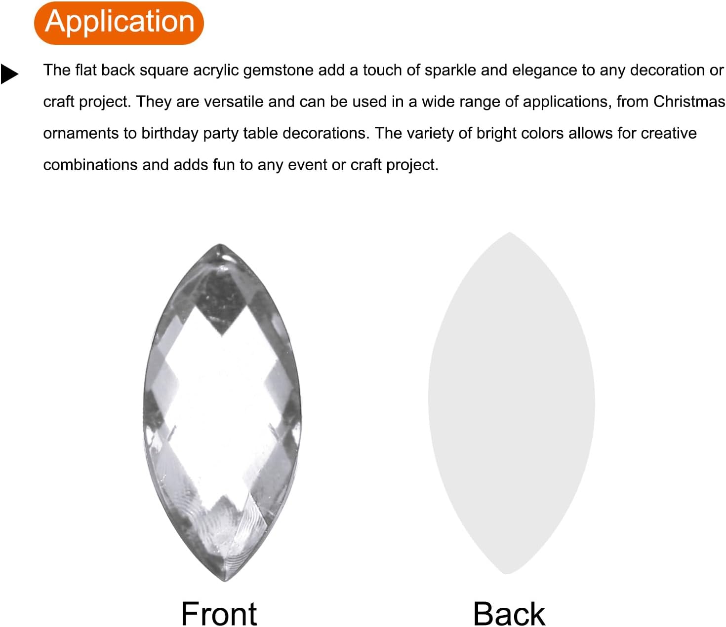MECCANIXITY 100PCS Acrylic Horse Eye Gems 4x8mm Flat Back Artificial Rhinestones for DIY Crafts Bead Wedding Party Face Painting Jewelry Making White