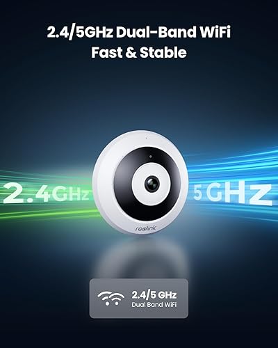 Miniatura 5 de REOLINK Cámara WiFi ojo de pez, 2K+ 6MP panorámica de 360, cámara de seguridad WiFi de 2.45GHz, detección de movimiento de la persona, audio de 2