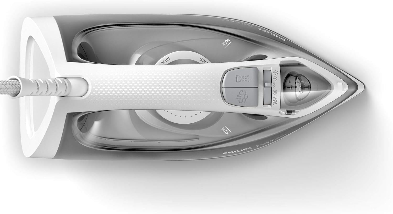 Philips EasySpeed Plancha de Vapor, 2000W de Potencia, Golpe de Vapor de 100g, Depósito de Agua de 220ml, Suela Cerámica Antirrayas, Sistema Antigoteo, Control Calc-Clean (GC1751/80)