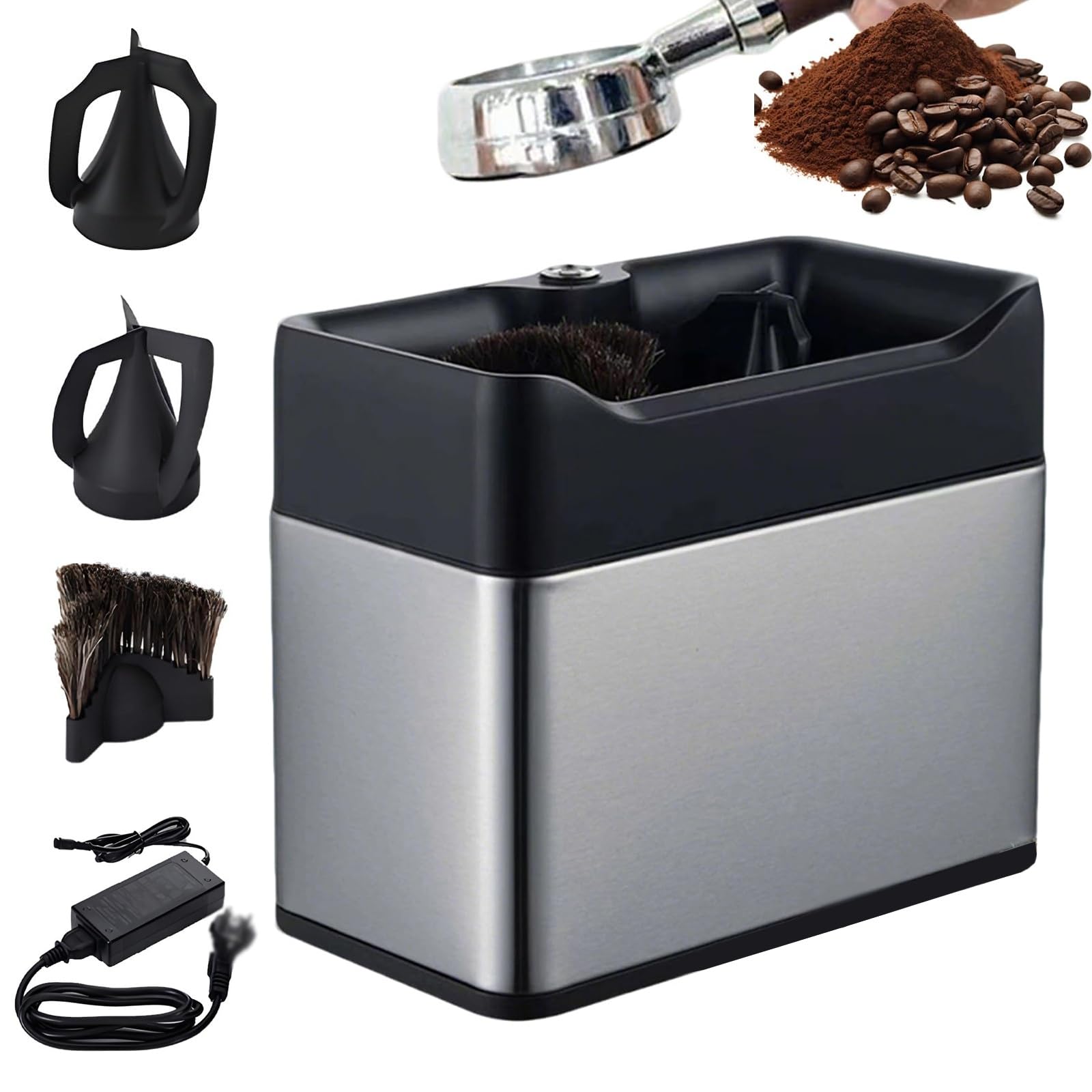 Máquina eléctrica de limpieza de posos de café, limpiador de portafiltro de 58 mm, 3 opciones de montaje, alta velocidad, ideal para cafeterías comerciales y domésticas, limpieza eficiente del café