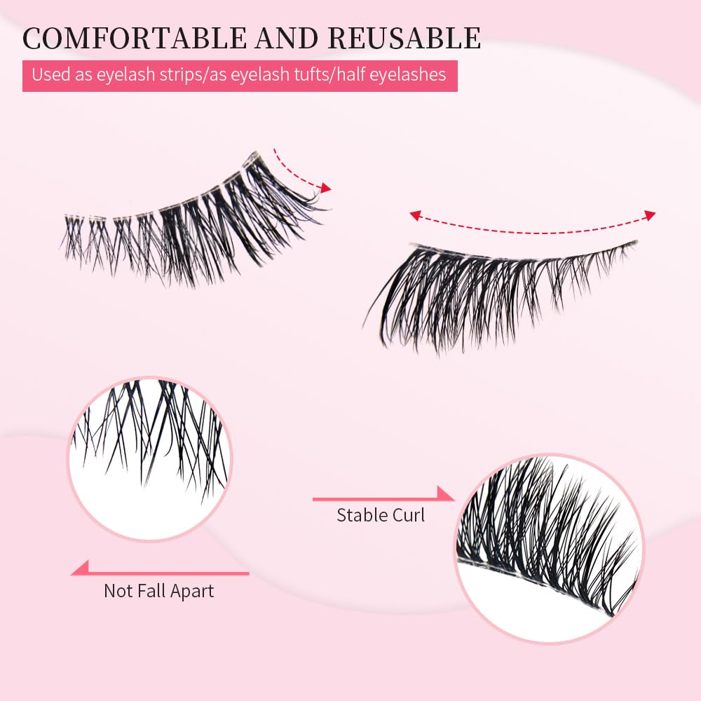 AKARA Ciglia Finte Naturali 10 Paia 3D Mezze Ciglia Finte False Eyelashes Visone Artificiale (BY01)