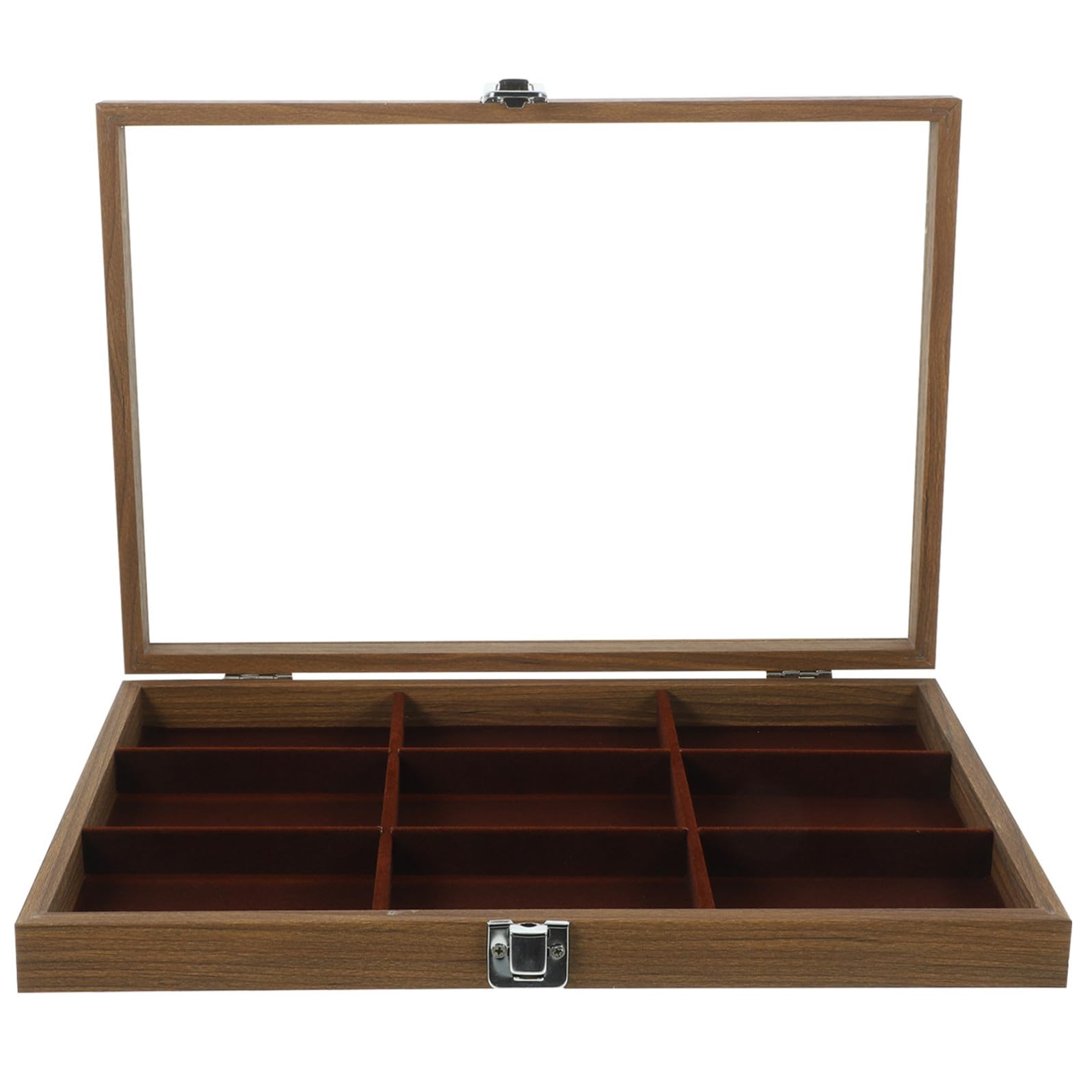 Uonlytech Joyero Retro de Madera con Tapa Transparente y 9 Compartimentos