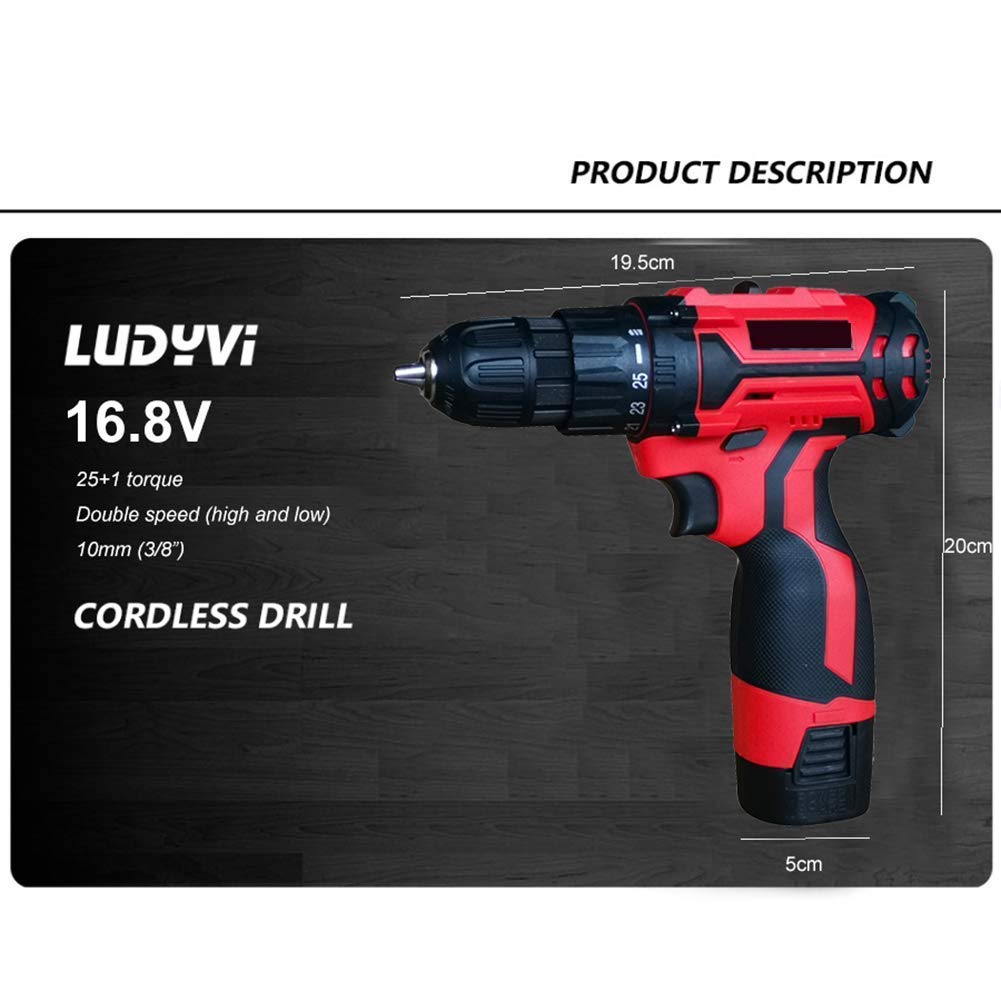 Trapano avvitatore professionale a batteria 12V/16,8 V Coppia massima di avvitamento 25 Nm/35 Nm, utensili per la lavorazione del legno fai-da-te a 2 velocità