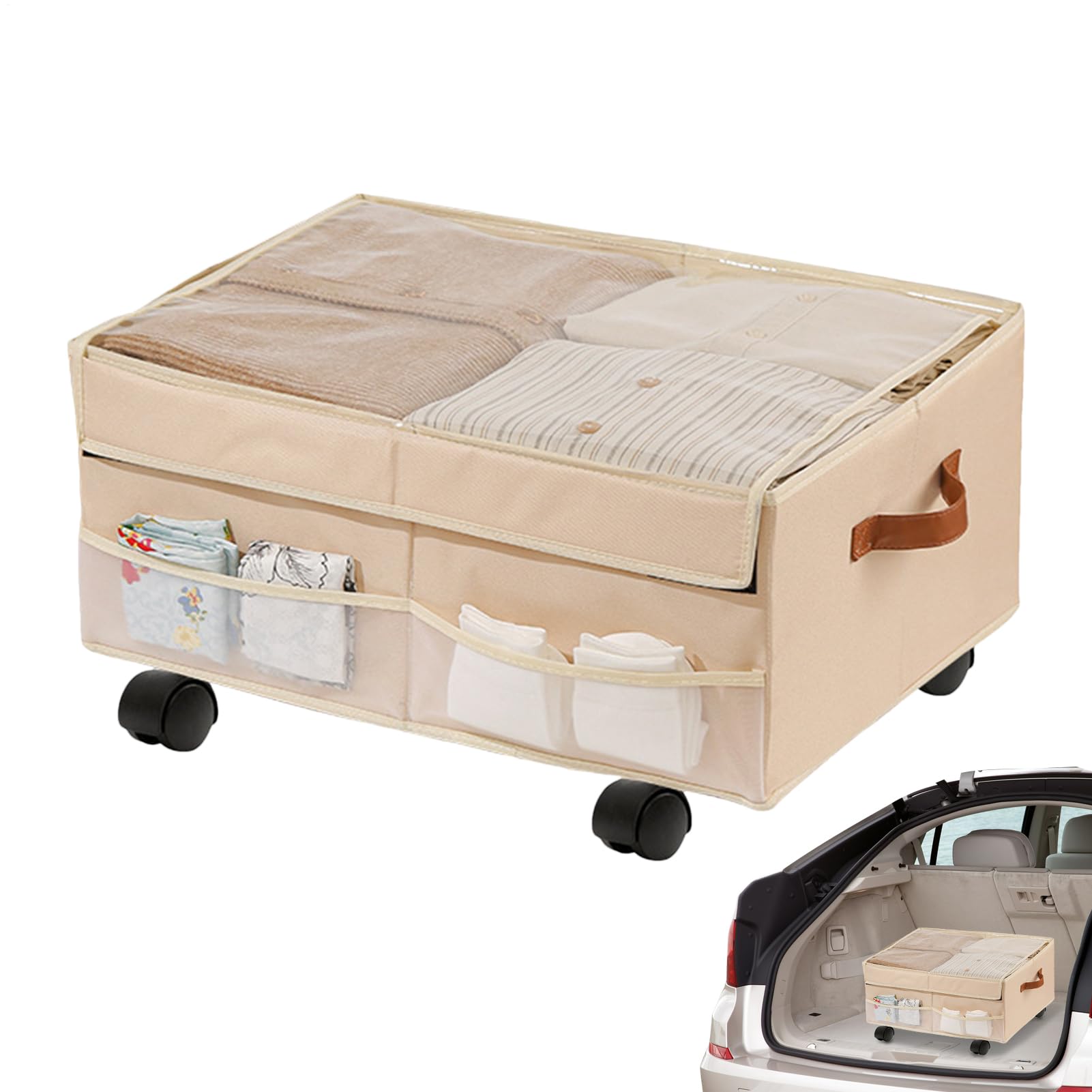 Coffre de rangement roulant pliable pour voiture camping voyage