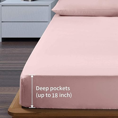 Miniatura 2 de EaseHome - Juego de sábanas color rosa de tamaño Queen, bolsillo profundo para colchón de 21 pulgadas, 4 piezas, colección de sábanas y fundas de