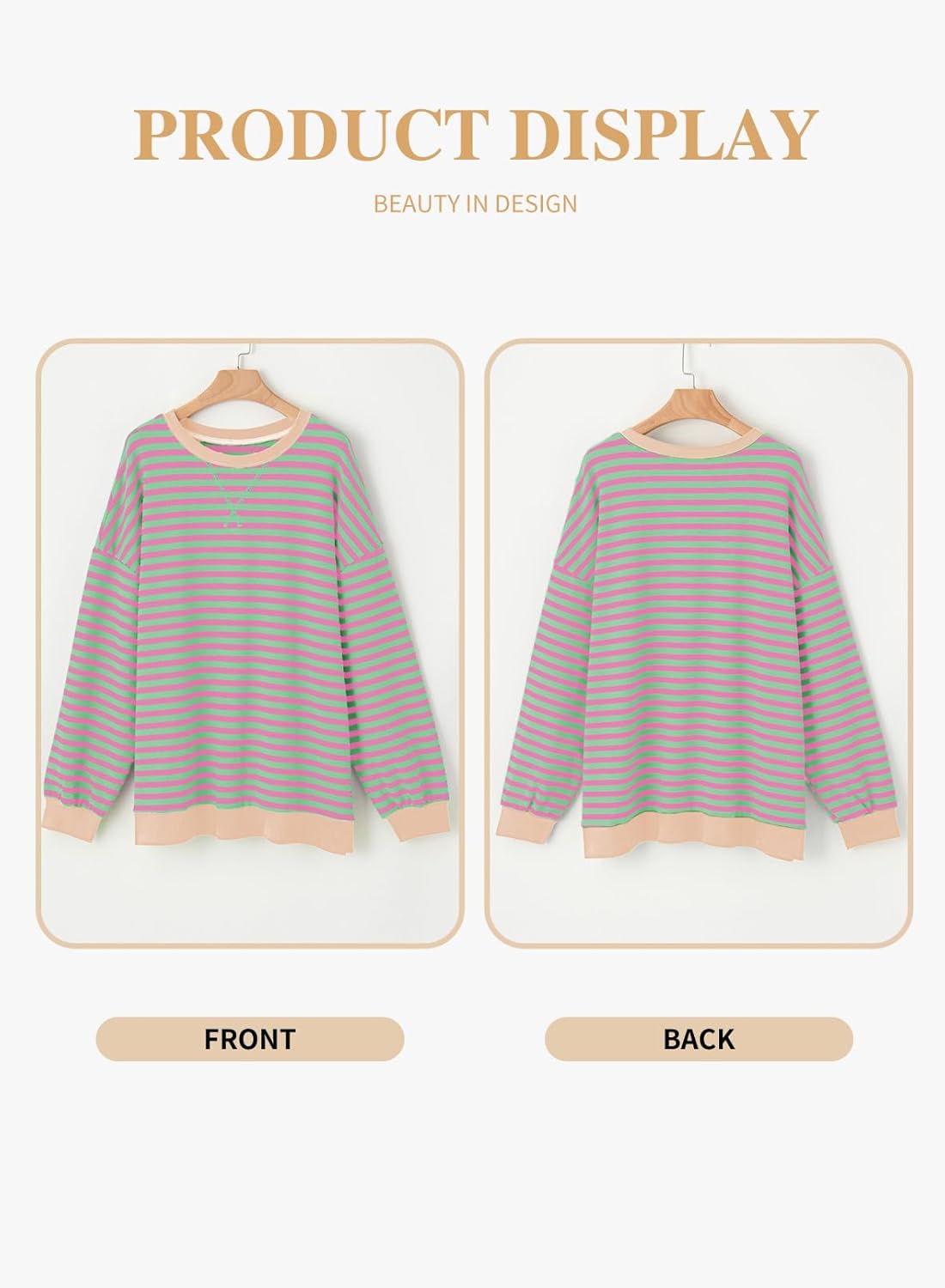 Eytino Women Plus Size Sweatshirt Striped Color Block Crew Neck Pullover Tops Long Sleeve Casual Shirt(1X-5X) - Image 4