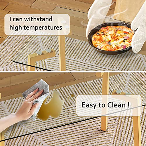 47 Inch Small Dining Room Table,0.31 Thick Tempered Glass Table Top Clear Office Table Desk Transparent Glass Dining Table Rectangle Kitchen Dinner Table With Wood Coat Metal Leg #TOP2