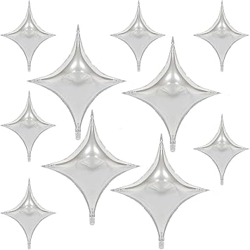 10 Pcs Silver Star Balloon 26 inch Silver Balloons 10 inch mini Ballooon for New Years Decorations 2026 Wedding Star Birthday Party Decorations Supplies