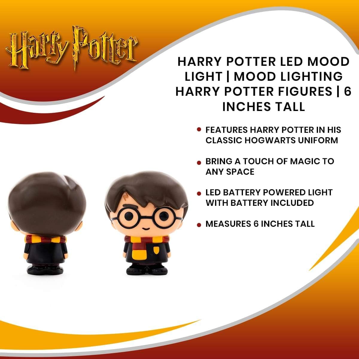 Harry Potter LED Mood Light | Mood Lighting Harry Potter Figures | Collectible Harry Potter Mood Lamp | White Mood Light LED Harry Potter Figure | Stands 6 Inches Tall