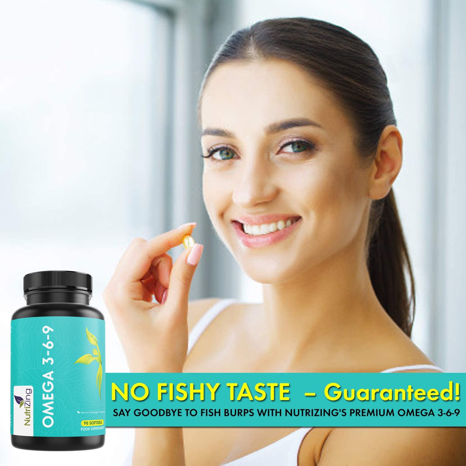 Oméga 369 Huile de poisson triple concentration + huile de lin et huile de tournesol - EPA & DHA - Haute concentration 1000 mg par NutriZing - Acides gras essentiels puissants
