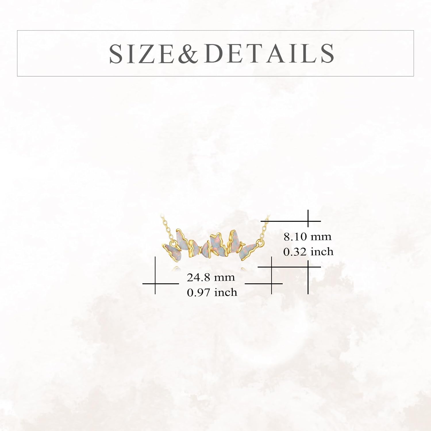 KQF Multiple Butterfly Necklace 14K Solid Gold Pink Opal Necklace For Women Dainty Jewelry Brithday Gifts For Women - Image 4