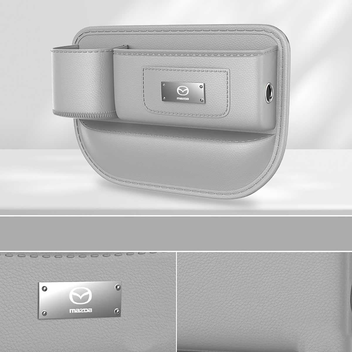 HUKOAUAO Car Seat Gap Storage Box for Mazda 2 3 5 6 MX5 MX30 CX30 CX5 CX50, Pu Leather Console Side Pocket Organizer Filler-Box Accessories