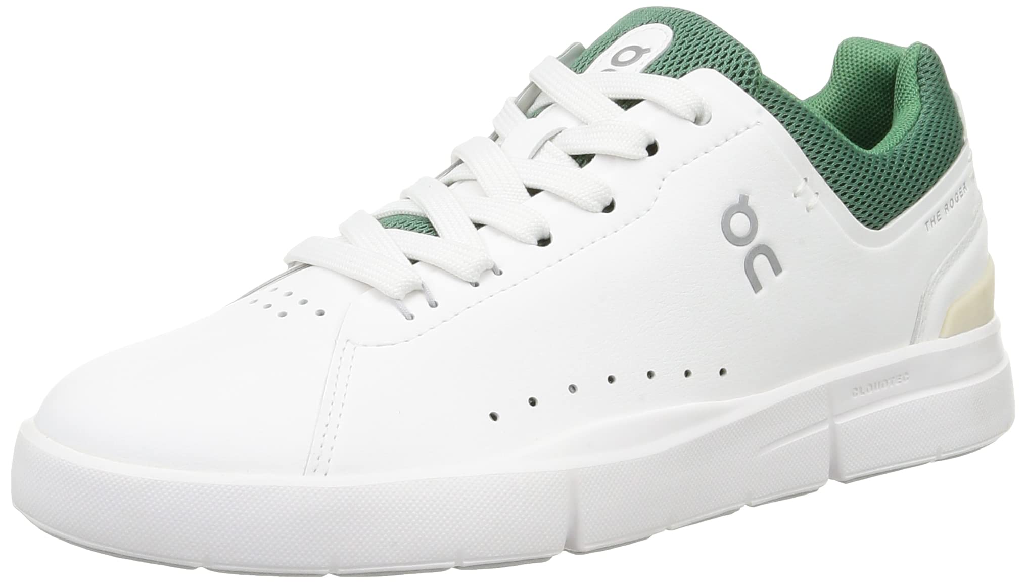 On Women's The Roger Advantage Sneakers, White/Green, 6.5
