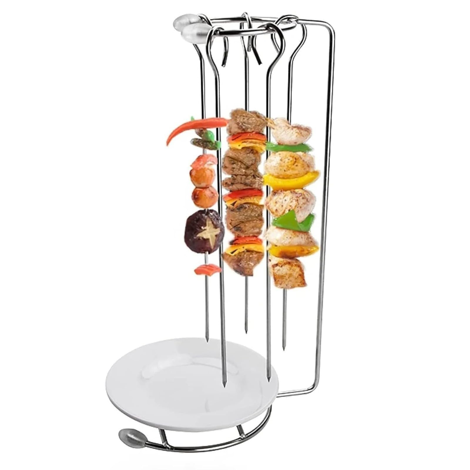 Stainless Steel Kebab Rack Hanging Rack Upright BBQ Skewers Stand Reusable Sticks for Grilling Meat and BBQ, Suitable for Outdoor Cooking