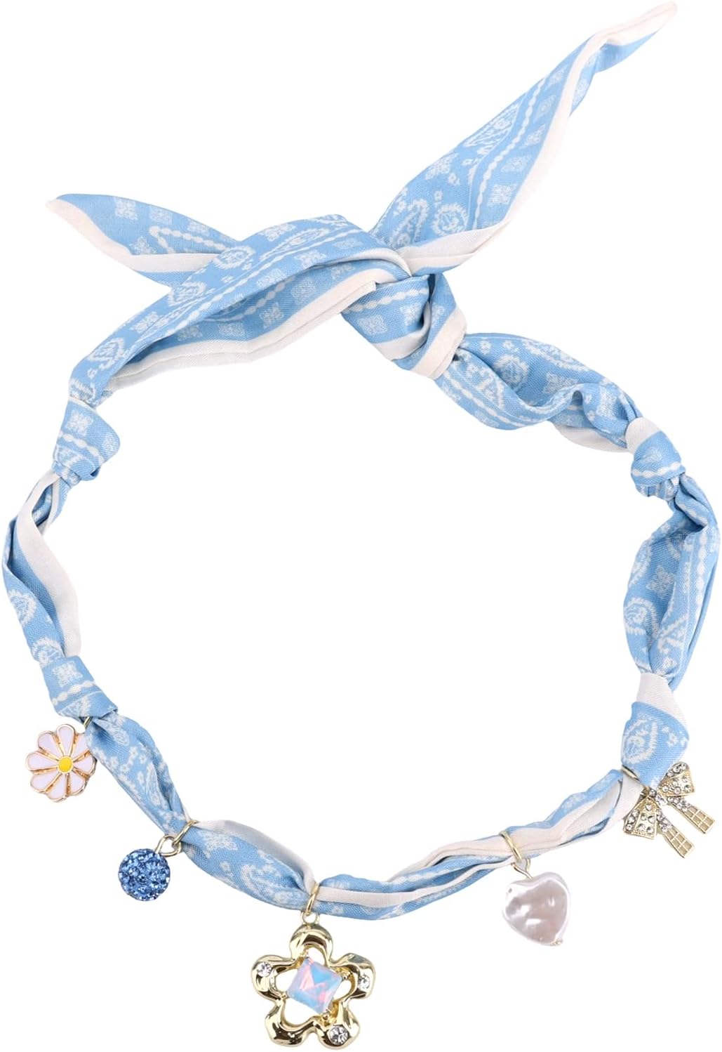 Bandana Pendant Necklace for Women, Adjustable Scarf Choker Necklace with Charms Jewelry Gift & Fashion Boho Decor Accessory