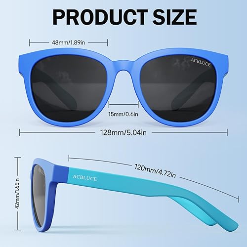 Miniatura 2 de Lentes de sol polarizados para niños, marco irrompible de TPEE con correa ajustable para niños y niñas de 5 a 13 años