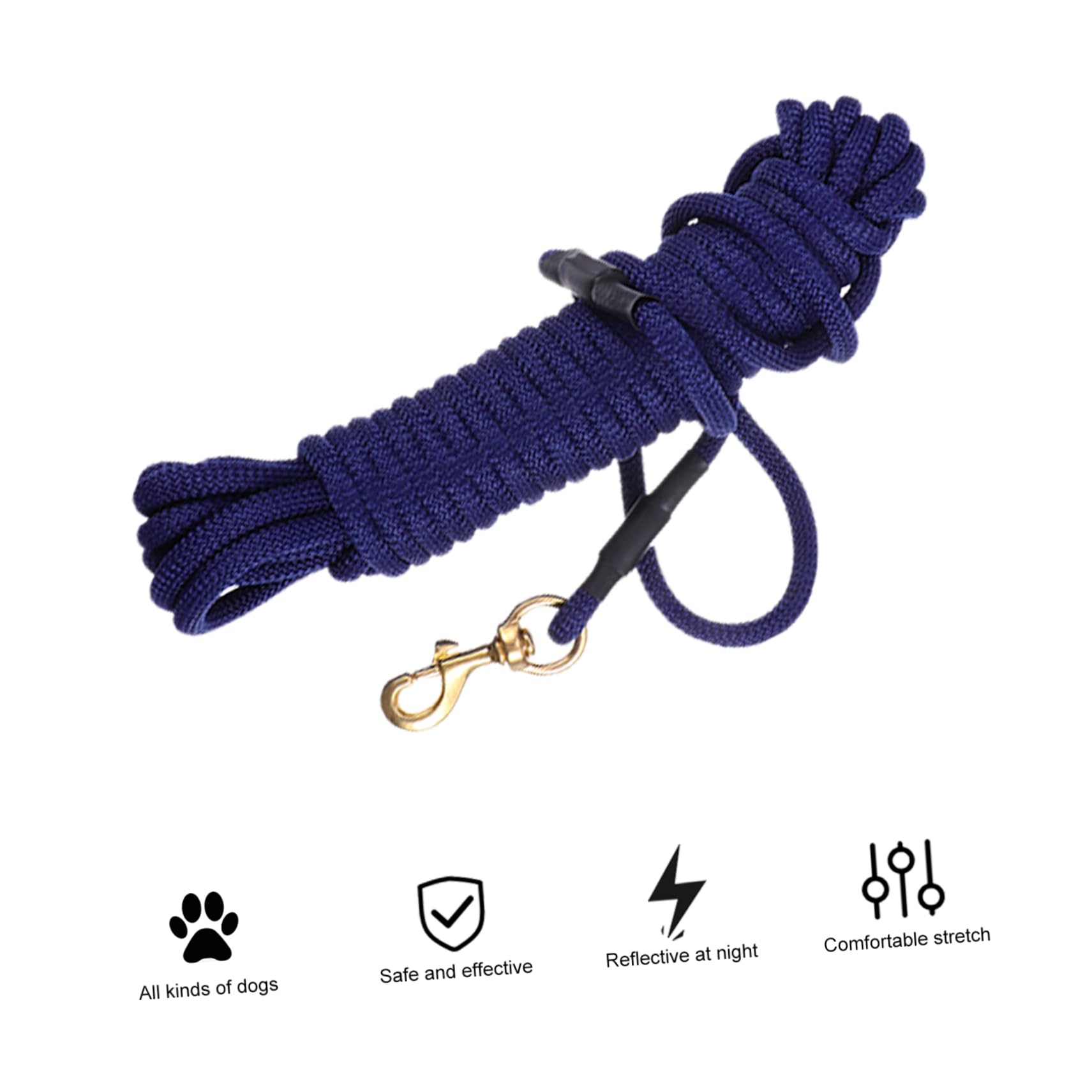 Longe pour Promenade Crochet pour Résistante aux Morsures 10m en Polypropylène, Bleue Chien Dressage