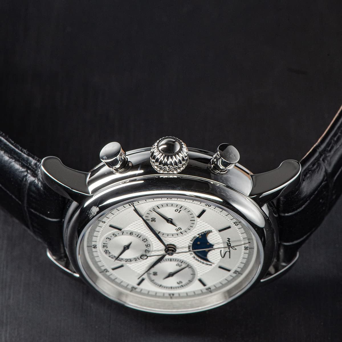 NC Sugess Genuine Leather Band Seagull Movement Chronograph ST1901 Pilot Men Watch Vintage Dress Sapphire Mechanical Wristwatches