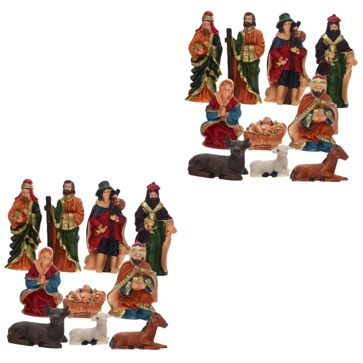 TOPBATHY 2 Juegos de Estatuas de Resina del Nacimiento de Jesús Pesebre para Navidad Juego de Figuras Decorativas de La Natividad