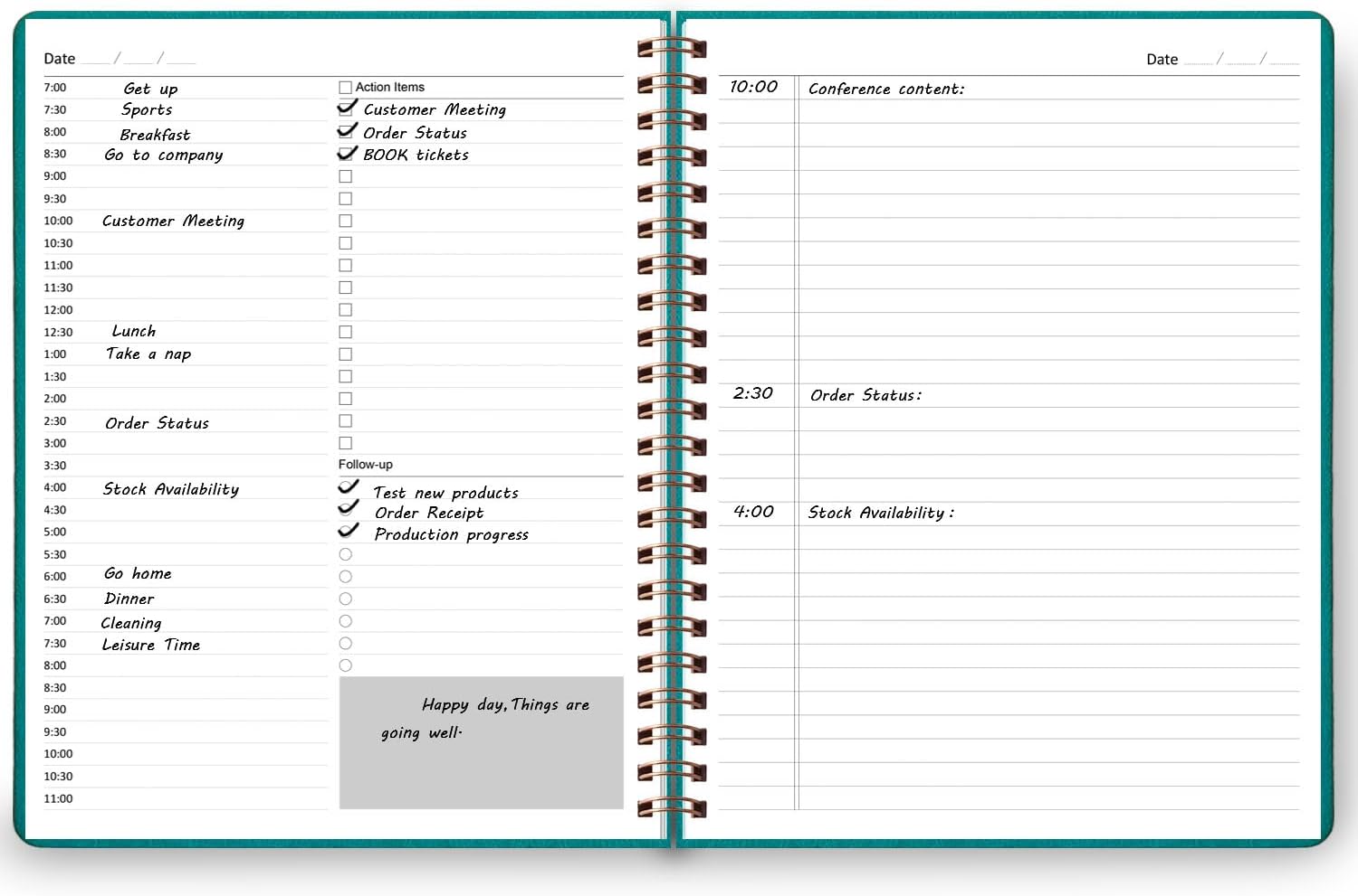 A4 Undated Daily Planner - With Hourly Schedules, Action Items And Follow-up, A4 Organizer Notebook To Increase Productivity, Appointment Book For Time Management, PU Leather, 8.5 × 11 Inch - View #11