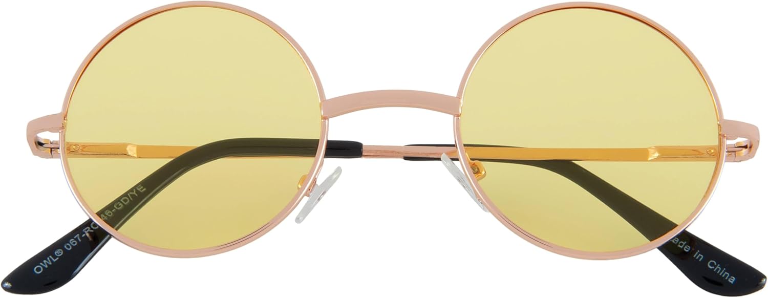 OWL Round Sunglasses Metal Frame Hippie Sunglasses UV400 Polycarbonate Circle Lens John Lennon Sunglasses for Men Women - Image 3