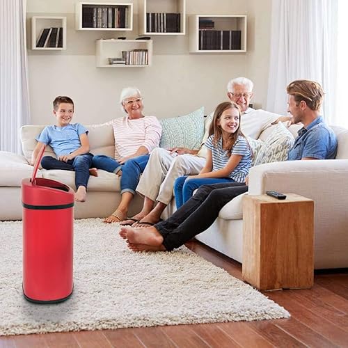 Miniatura 5 de BSTOPHKL Bote de basura sin contacto de 13 galones para cocina, cubos de basura automáticos de acero inoxidable de 50 litros (rojo)