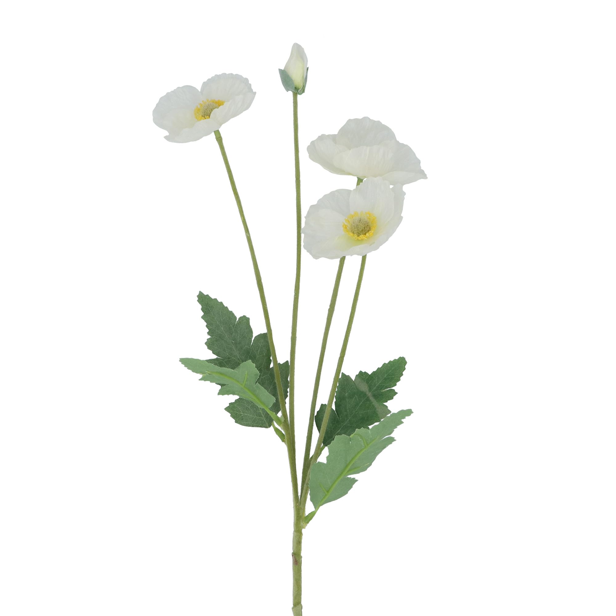 Gisela Graham White Artificial Poppy Spray, 58Cm, Polyester