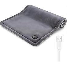 USB Heating Pad 5V Non-Rechargeable Small Heated Pad Heat Therapy for Pain Relief Abdomen Cramps, for Travel Warmth Outdoors, 3 Heat Settings &amp; Auto Shut Off (16"x 12") Grey