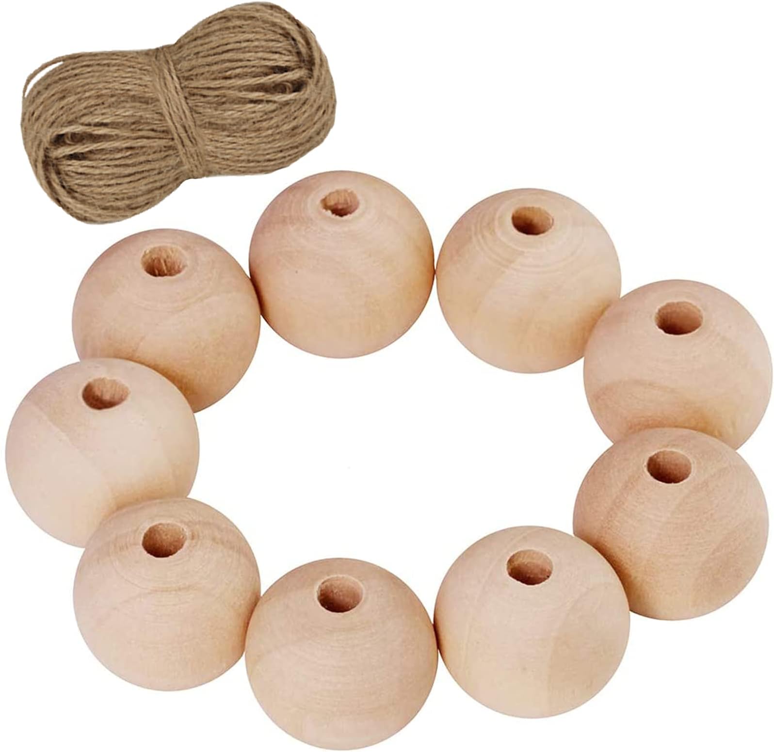 120 Pcs Unfinished Natural Solid Round Wood Spacer Beads Round Ball 1 inch Diameter Wooden Loose Beads Balls for DIY Art & Craft Project and Jewelry Making (120)