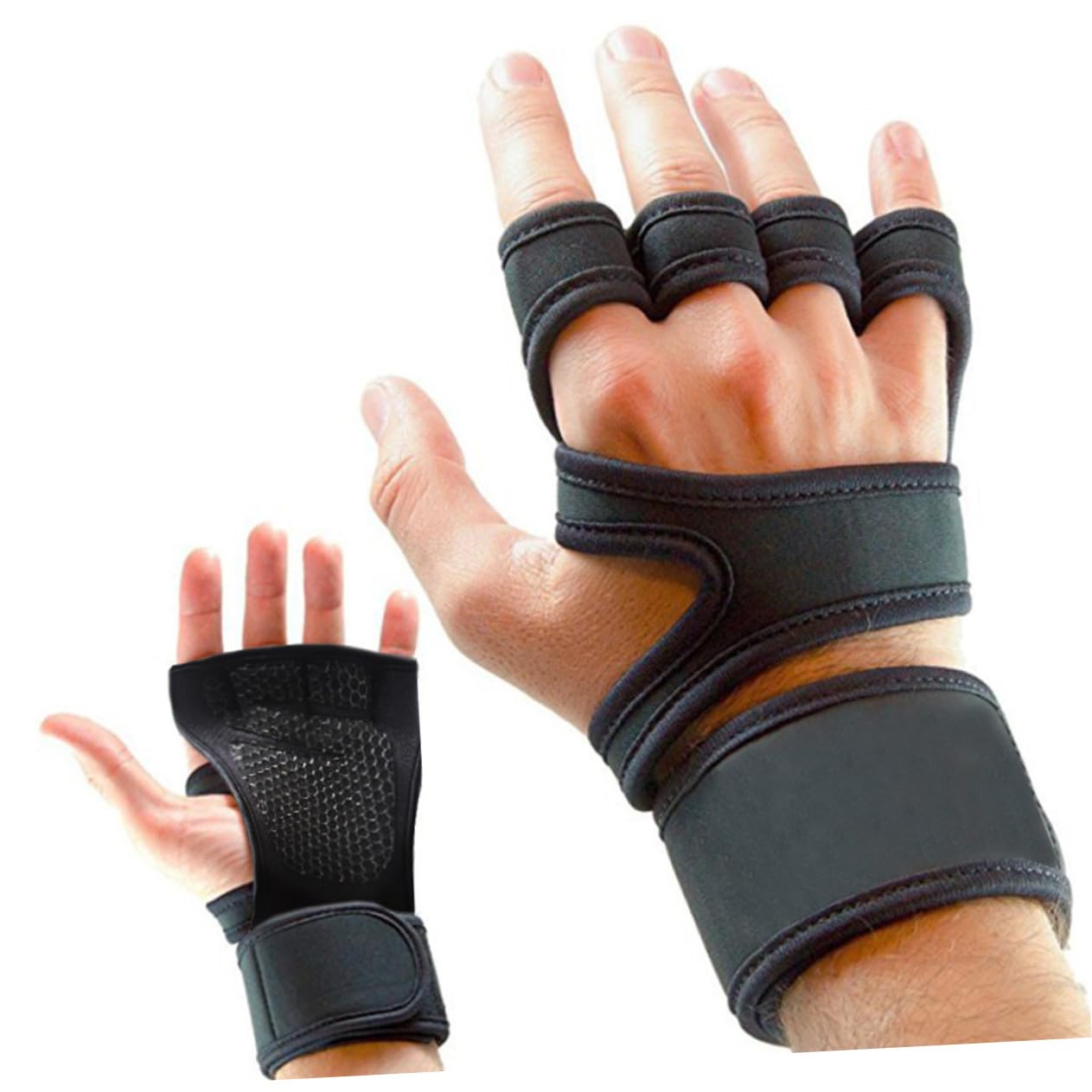HANABASS guanti da sollevamento pesi guanti fitness Black
