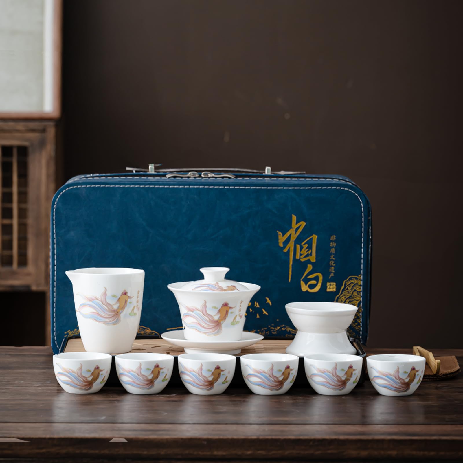 Amazon.com | ICHAG Gongfu Tea Set, Chinese Gaiwan & Yangzhi Jade 