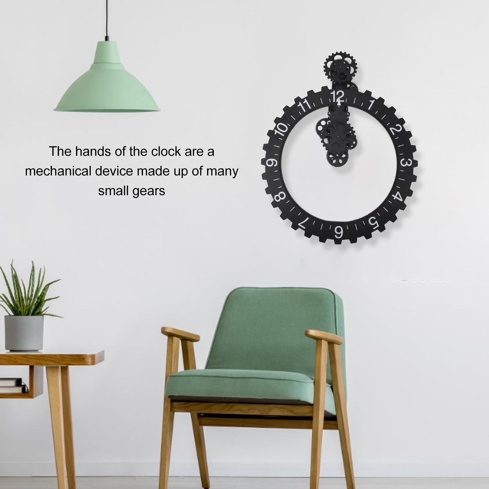 Tonysa Wandklok met tandwielen, 3D-bewegingstransmissie, retro