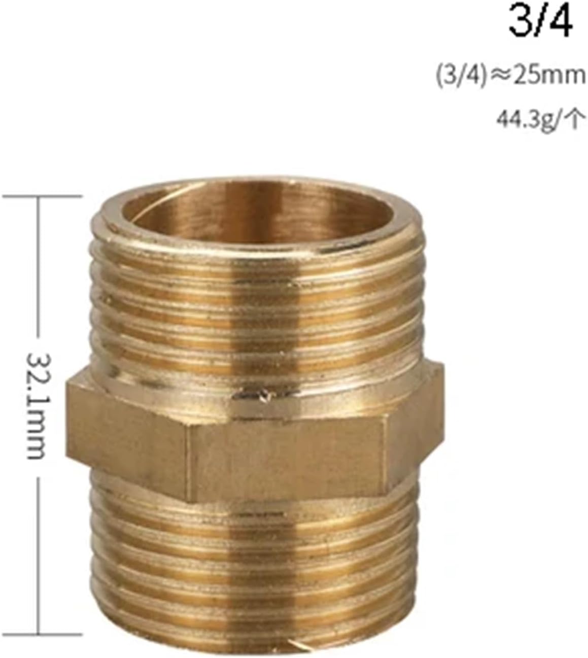 Brass Pipe Hex Nipple Fitting Quick Coupler Adapter 1/8 1/4 3/8 1/2 3/4 1 BSP Male to Male Thread Water Oil Gas Connector (Color : 6 fen)