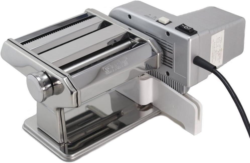 Shule Electric Pasta Maker Machine with Motor Set Stainless Steel Pasta Roller Machine Silver