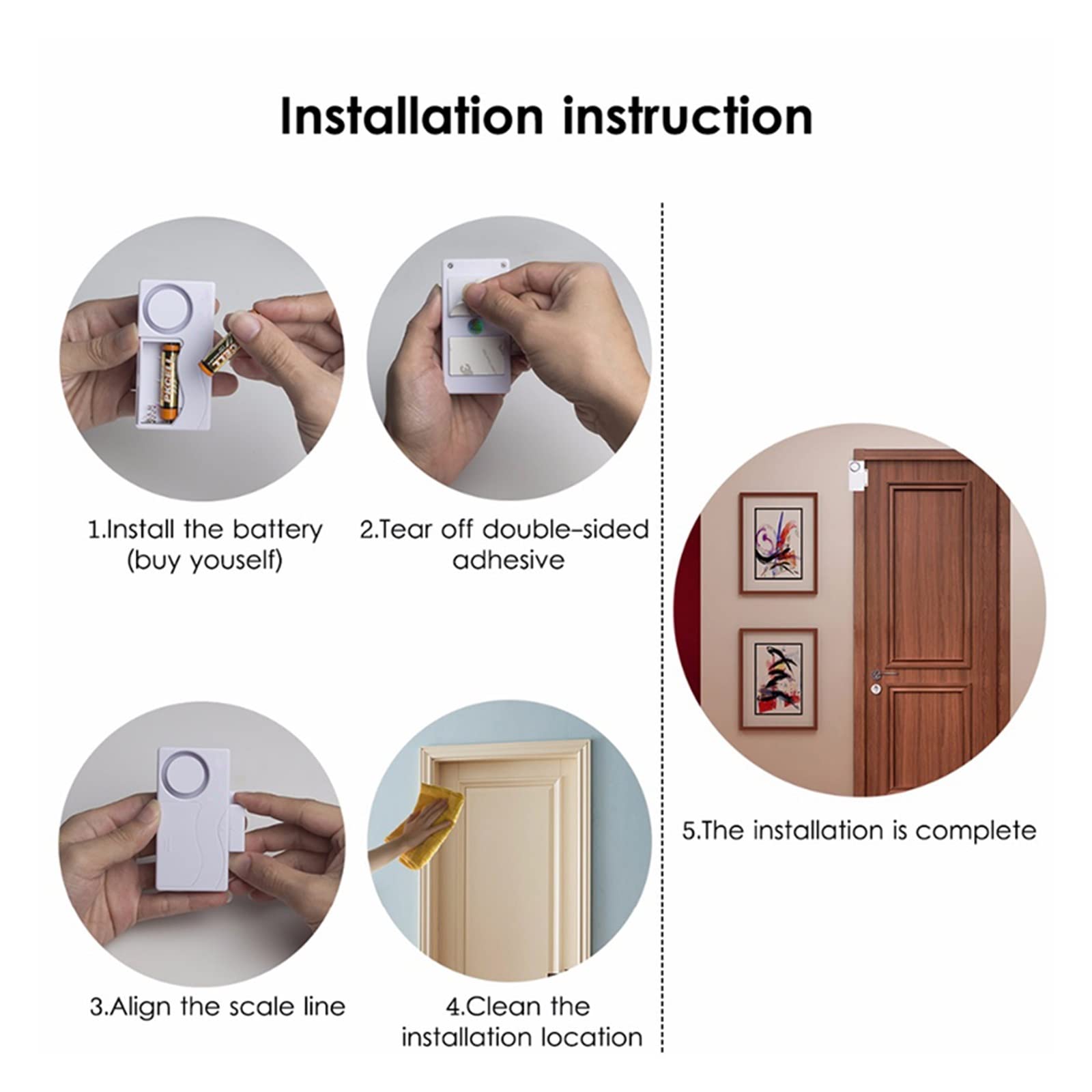 Puerta inalámbrica Ventana Abierta Cerrada ABS Control Remoto Sensor de Puerta Alarma Host de Alarma de Seguridad antirrobo Alerta de Alto decibelio for el hogar(D)