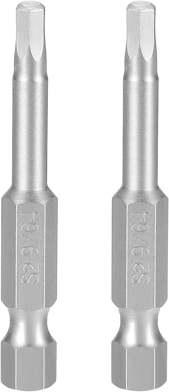sourcing map 2pcs Hex Head Wrench Drill Bit 9/64" SAE 1/4" Hex Shank 2"(50mm) Length S2 Steel Magnetic Impact Drivers Industrial Grade Hexagon Electric Screwdriver Bit, Gray
