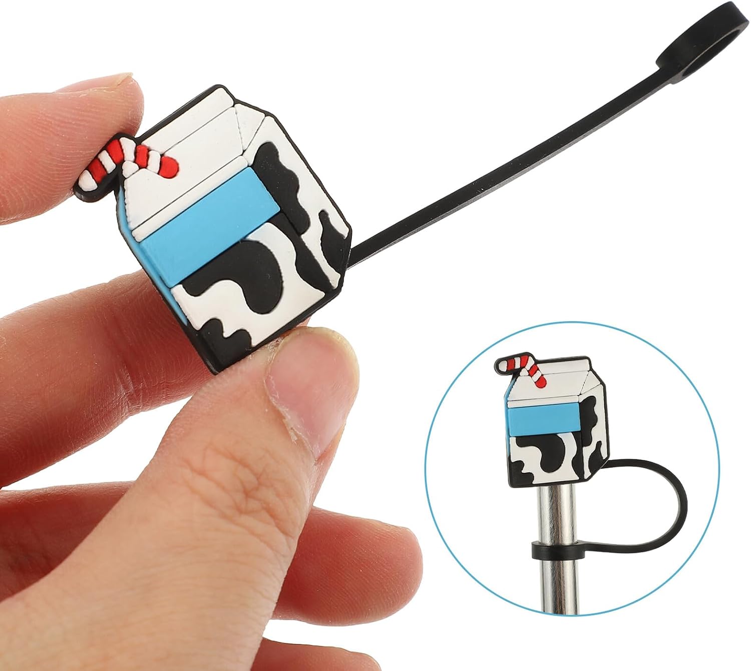 Silicone Straw Tip Covers 6pcs Set Cute Cartoon Straw Caps Decor for Party Use