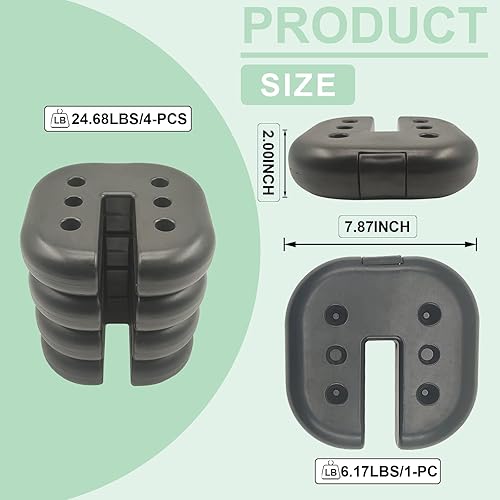 Miniatura 6 de T&Jero Juego de 4 pesos de toldo resistente de 24 libras para patas de tienda de campaña desplegable Gazebo, cuadrado