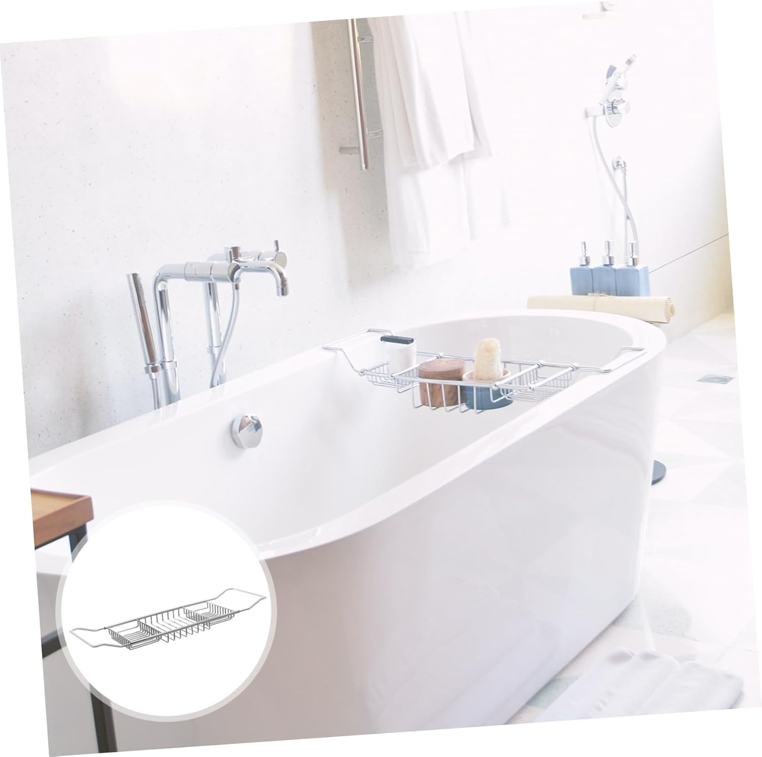 BESTOYARD Extendable Stainless Steel Bathtub Tray Over Tub Organizer for Books Wine and Devices - Design for Relaxing Bath Versatile Bathroom Shelf