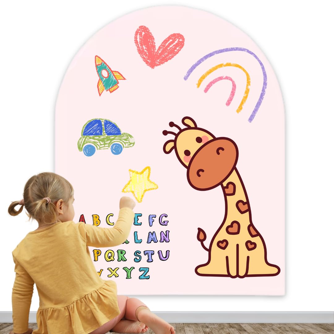 Magnetic Chalkboard Wall Decal 40"x32" Peel & Stick, Kids Educational Arch Blackboard with 6 Chalks, Dry Cloth, Easy to Clean, Self-Adhesive