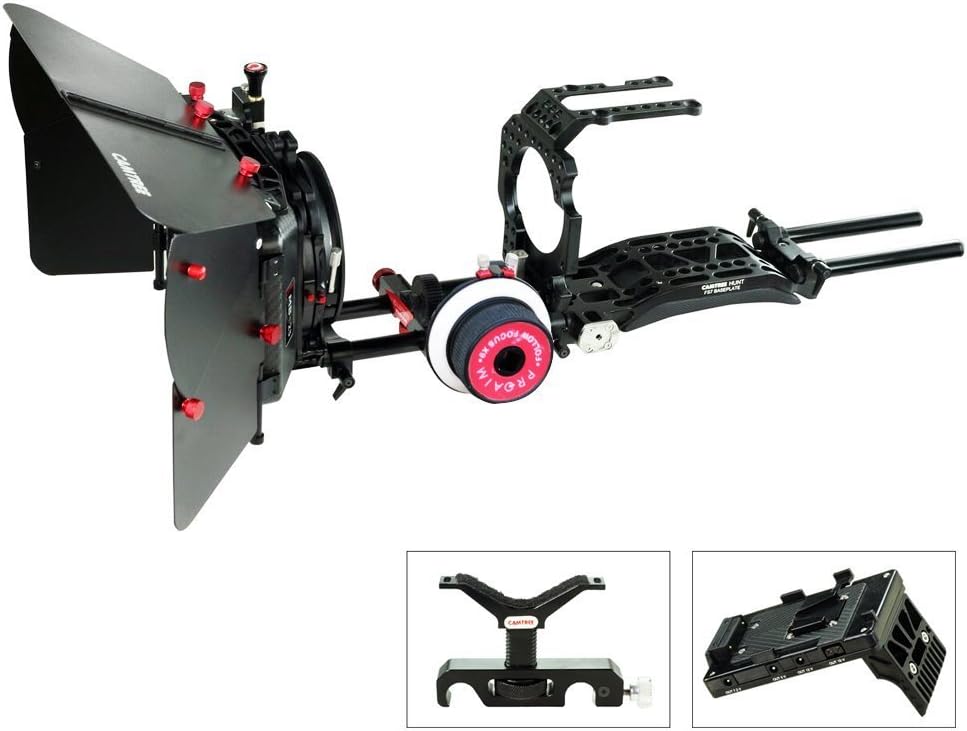 Hunt Camera Cage Shoulder Mount Support Kit for PXW-FS7 (CH-FS7-CKIT) Stabilizer Rig with Matte Box & Follow Focus + Free Accessories