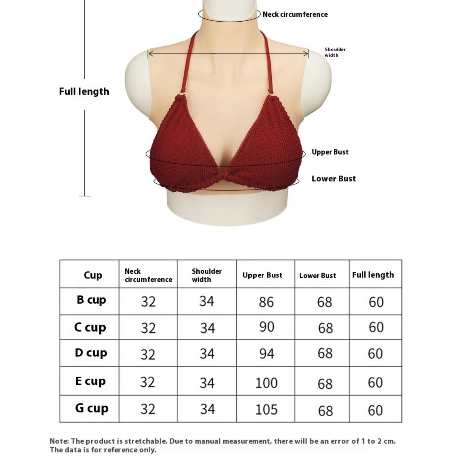 Pettorale in silicone per travestimento - Seno finto realistico con texture naturale della pelle, modellante in silicone elastico - compatibile con Gaff - Drag & Cosplay Ready