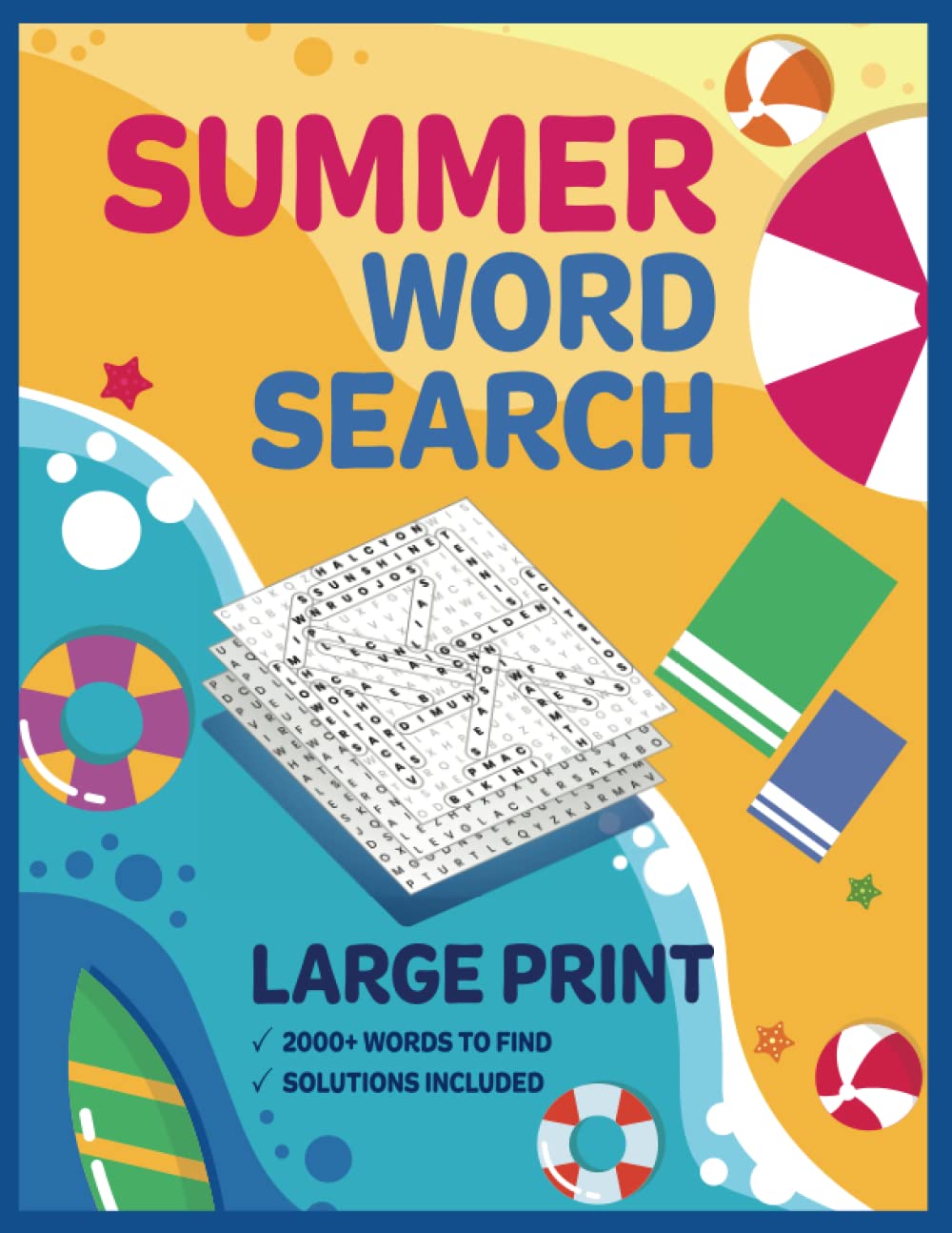Summer Word Search: Challenging Themed Large Print Puzzles for Adults and Teens