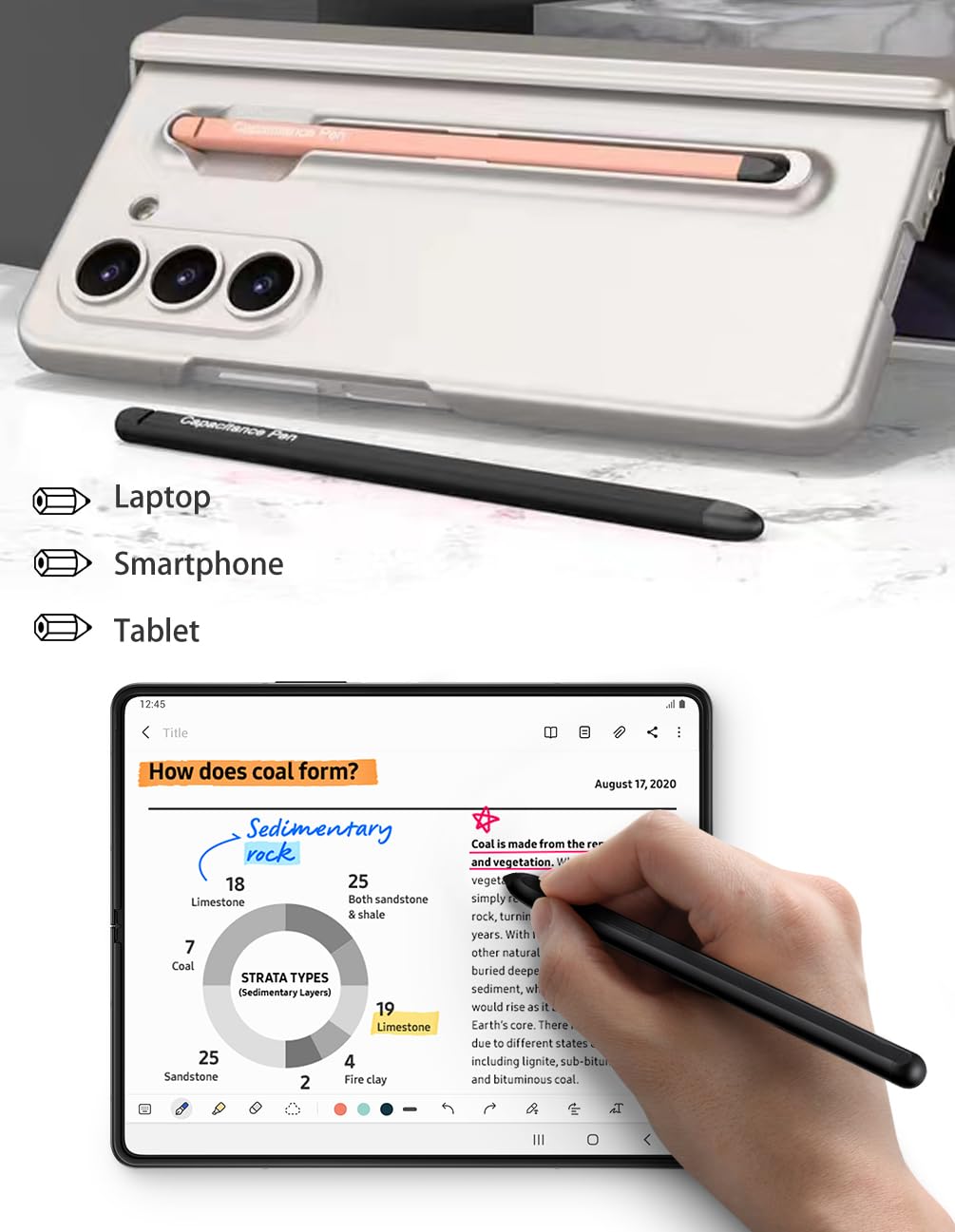 BAILI Z Fold6 Slim S Pen vervanging voor Z Fold6 S Pen, Stylus voor Samsung Z Fold6 Slim Pen Fold Edition, Stylus Pen compatibel met Samsung Galaxy Z Fold 6, zwart